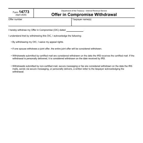 Document preview: IRS Form f14773 — IRS, United States (CERFA n°14773)
