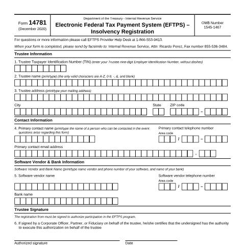 Document preview: IRS Form f14781 — IRS, United States (CERFA n°14781)