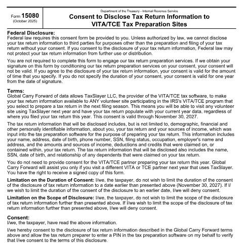 Document preview: IRS Form f15080 — IRS, United States (CERFA n°15080)