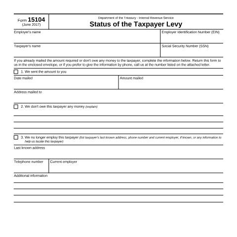Document preview: IRS Form f15104 — IRS, United States (CERFA n°15104)