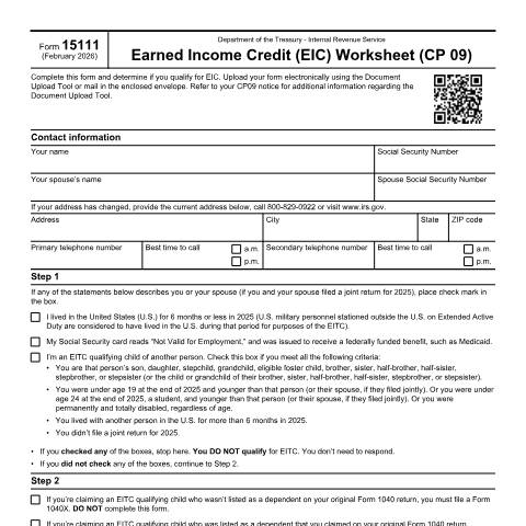 Document preview: IRS Form f15111 — IRS, United States (CERFA n°15111)