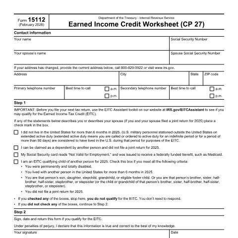 Document preview: IRS Form f15112 — IRS, United States (CERFA n°15112)