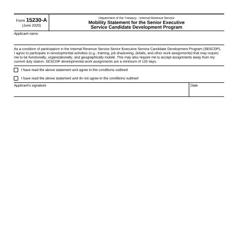 Document preview: IRS Form f15230a — IRS, United States (CERFA n°15230A)