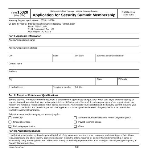 Document preview: IRS Form f15320 — IRS, United States (CERFA n°15320)