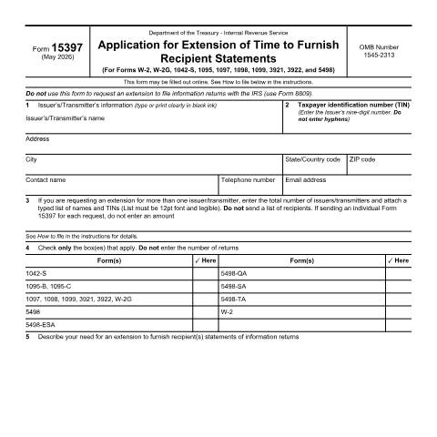 Document preview: IRS Form f15397 — IRS, United States (CERFA n°15397)