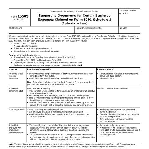 Document preview: IRS Form f15503 — IRS, United States (CERFA n°15503)