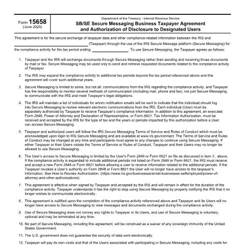 Document preview: IRS Form f15658 — IRS, United States (CERFA n°15658)