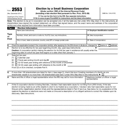 Document preview: IRS Form f2553 — IRS, United States (CERFA n°2553)