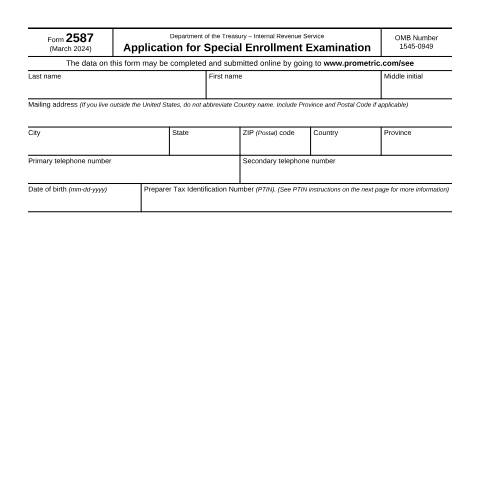 Document preview: IRS Form f2587 — IRS, United States (CERFA n°2587)