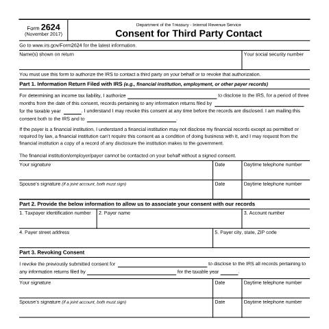 Document preview: IRS Form f2624 — IRS, United States (CERFA n°2624)