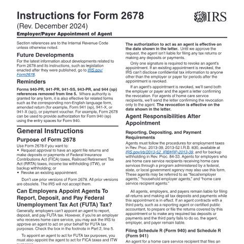 Document preview: IRS Instructions i2678 — IRS, United States (CERFA n°INST-2678)