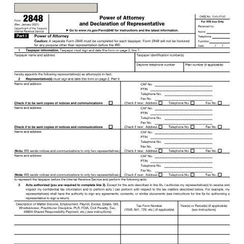 Document preview: IRS Form f2848 — IRS, United States (CERFA n°2848)