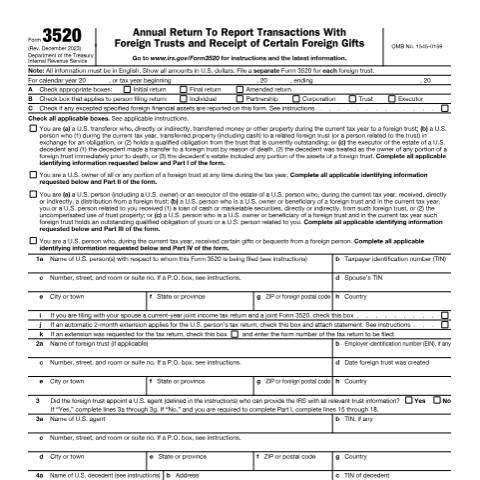 Document preview: IRS Form f3520 — IRS, United States (CERFA n°3520)