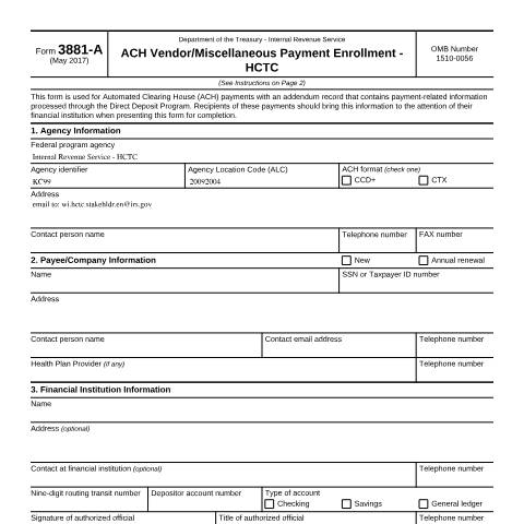 Document preview: IRS Form f3881a — IRS, United States (CERFA n°3881A)