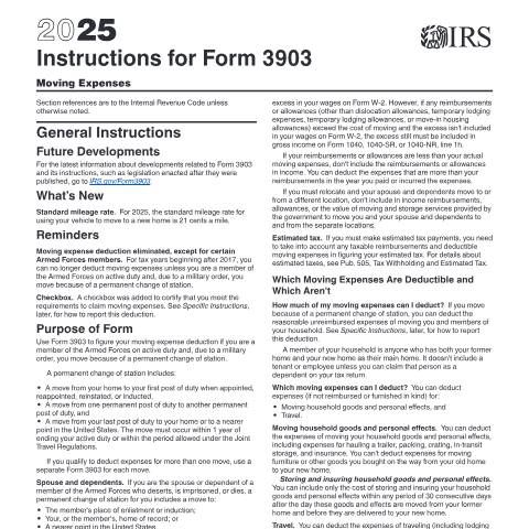 Document preview: IRS Instructions i3903 — IRS, United States (CERFA n°INST-3903)