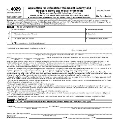Document preview: IRS Form f4029 — IRS, United States (CERFA n°4029)