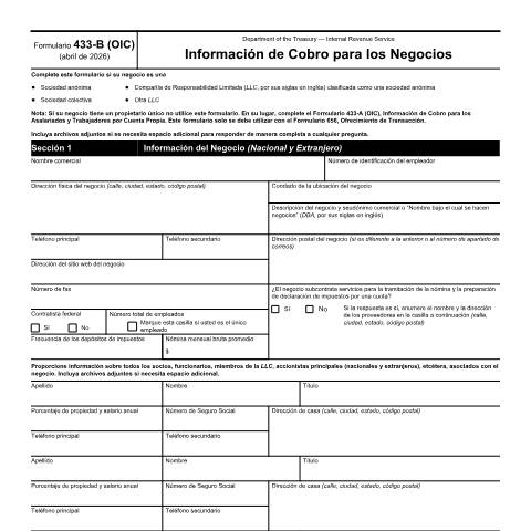 Document preview: IRS Form f433bois — IRS, United States (CERFA n°433BOIS)