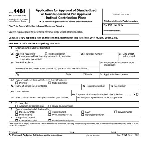 Document preview: IRS Form f4461 — IRS, United States (CERFA n°4461)