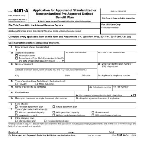 Document preview: IRS Form f4461a — IRS, United States (CERFA n°4461A)