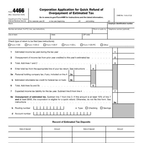 Document preview: IRS Form f4466 — IRS, United States (CERFA n°4466)