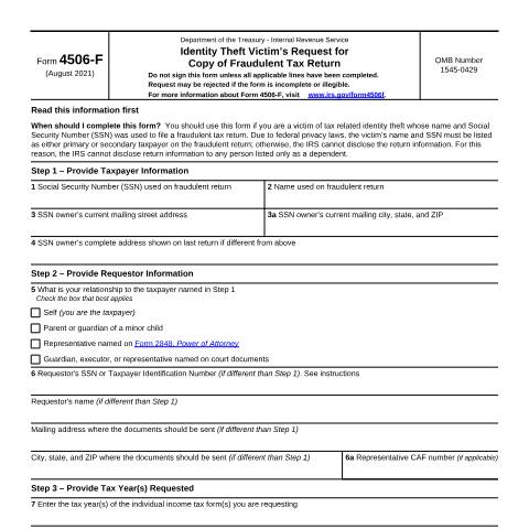 Document preview: IRS Form f4506f — IRS, United States (CERFA n°4506F)