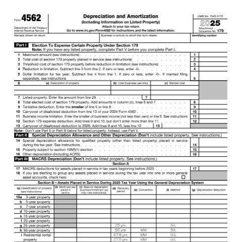 Document preview: IRS Form f4562 — IRS, United States (CERFA n°4562)