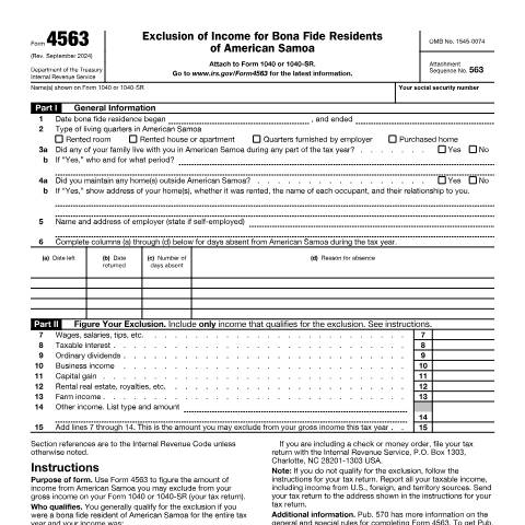 Document preview: IRS Form f4563 — IRS, United States (CERFA n°4563)
