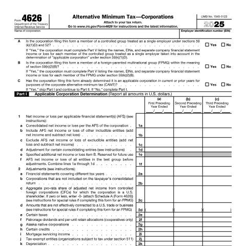 Document preview: IRS Form f4626 — IRS, United States (CERFA n°4626)