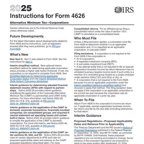 Document preview: IRS Instructions i4626 — IRS, United States (CERFA n°INST-4626)