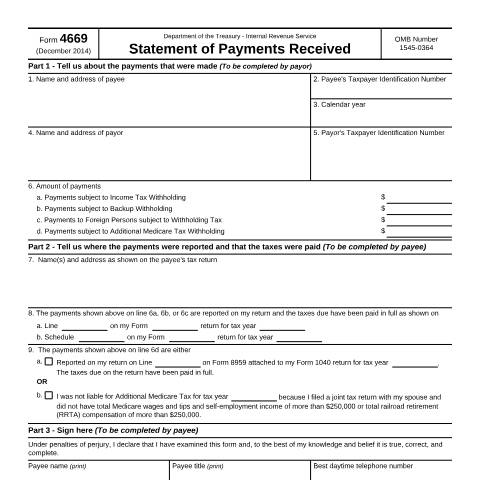 Document preview: IRS Form f4669 — IRS, United States (CERFA n°4669)