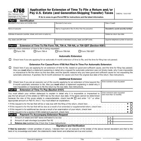 Document preview: IRS Form f4768 — IRS, United States (CERFA n°4768)