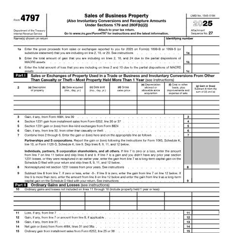 Document preview: IRS Form f4797 — IRS, United States (CERFA n°4797)