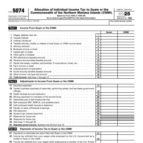 Document preview: IRS Form f5074 — IRS, United States (CERFA n°5074)