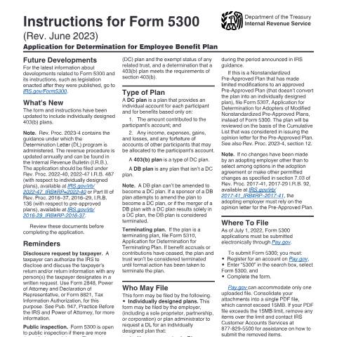 Document preview: IRS Instructions i5300 — IRS, United States (CERFA n°INST-5300)