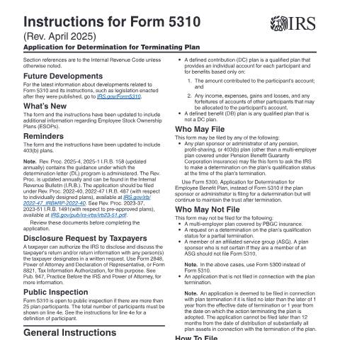Document preview: IRS Instructions i5310 — IRS, United States (CERFA n°INST-5310)