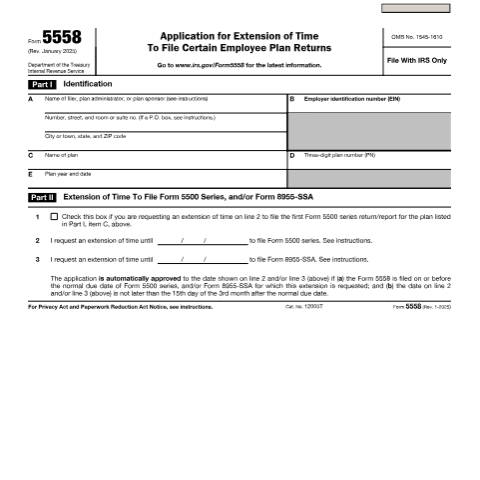 Document preview: IRS Form f5558 — IRS, United States (CERFA n°5558)