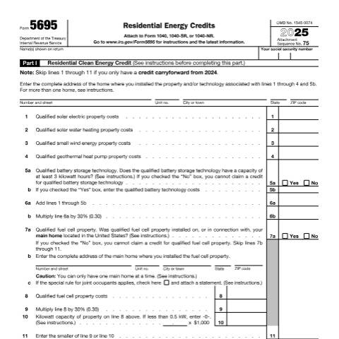Document preview: IRS Form f5695 — IRS, United States (CERFA n°5695)