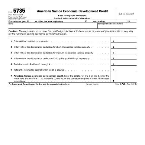 Document preview: IRS Form f5735 — IRS, United States (CERFA n°5735)
