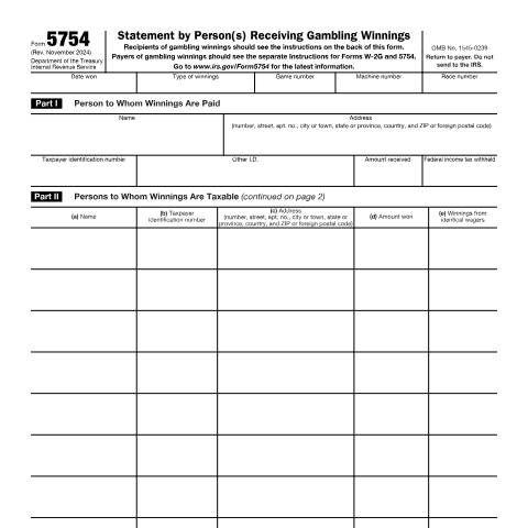 Document preview: IRS Form f5754 — IRS, United States (CERFA n°5754)
