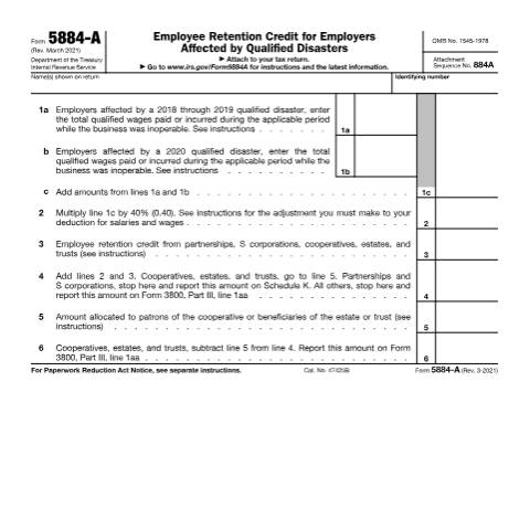 Document preview: IRS Form f5884a — IRS, United States (CERFA n°5884A)