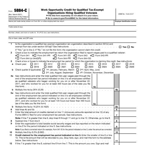 Document preview: IRS Form f5884c — IRS, United States (CERFA n°5884C)