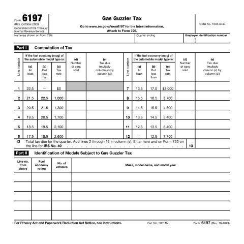 Document preview: IRS Form f6197 — IRS, United States (CERFA n°6197)