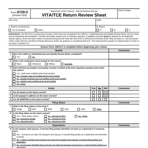 Document preview: IRS Form f6729c — IRS, United States (CERFA n°6729C)