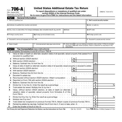 Document preview: IRS Form f706a — IRS, United States (CERFA n°706A)
