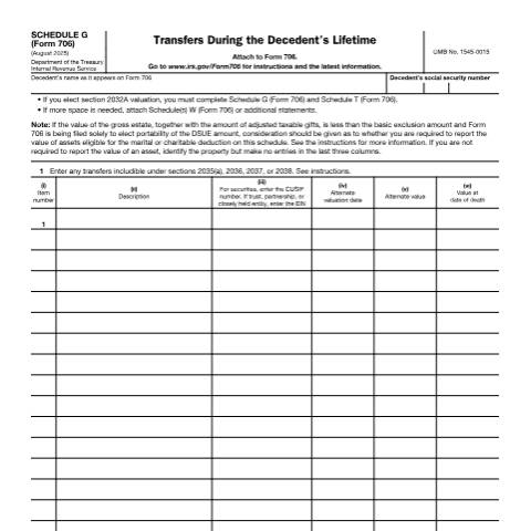 Document preview: IRS Form f706sg — IRS, United States (CERFA n°706SG)
