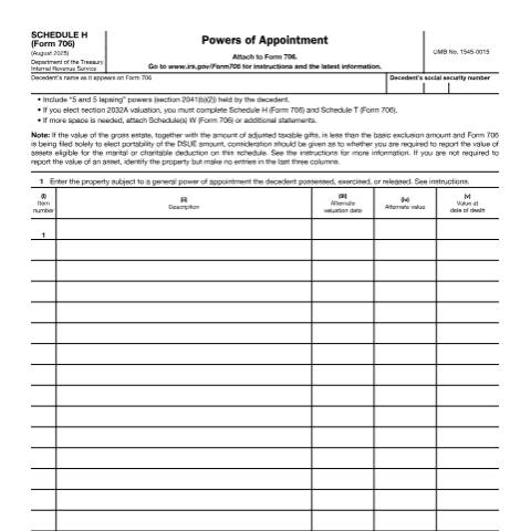 Document preview: IRS Form f706sh — IRS, United States (CERFA n°706SH)
