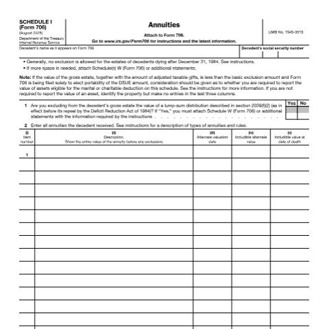 Document preview: IRS Form f706si — IRS, United States (CERFA n°706SI)