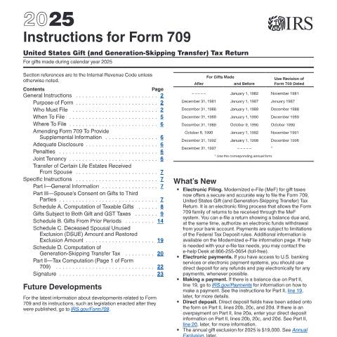 Document preview: IRS Instructions i709 — IRS, United States (CERFA n°INST-709)