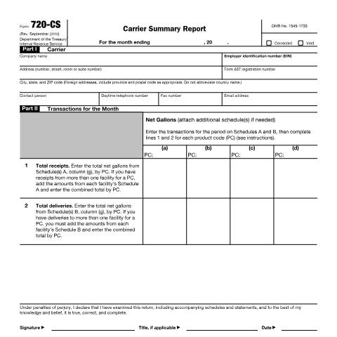 Document preview: IRS Form f720cs — IRS, United States (CERFA n°720CS)