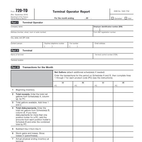 Document preview: IRS Form f720to — IRS, United States (CERFA n°720TO)